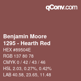 Código de color: Benjamin Moore - 1295 - Hearth Red | qconv.com