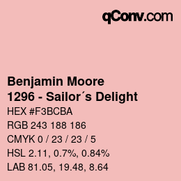 カラーコード: Benjamin Moore - 1296 - Sailor´s Delight | qconv.com
