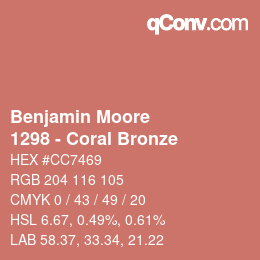 カラーコード: Benjamin Moore - 1298 - Coral Bronze | qconv.com