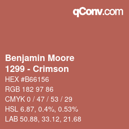 Color code: Benjamin Moore - 1299 - Crimson | qconv.com