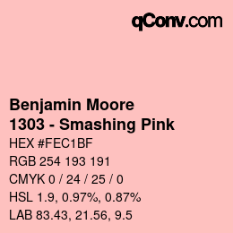 Code couleur: Benjamin Moore - 1303 - Smashing Pink | qconv.com