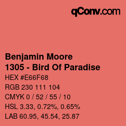 Code couleur: Benjamin Moore - 1305 - Bird Of Paradise | qconv.com