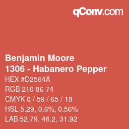 Code couleur: Benjamin Moore - 1306 - Habanero Pepper | qconv.com