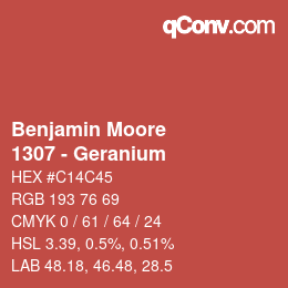 Código de color: Benjamin Moore - 1307 - Geranium | qconv.com