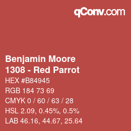 Code couleur: Benjamin Moore - 1308 - Red Parrot | qconv.com