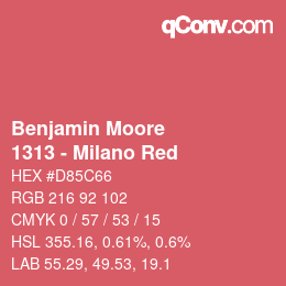 Color code: Benjamin Moore - 1313 - Milano Red | qconv.com