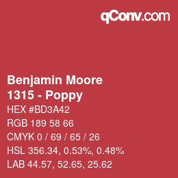 Code couleur: Benjamin Moore - 1315 - Poppy | qconv.com