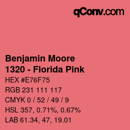Color code: Benjamin Moore - 1320 - Florida Pink | qconv.com