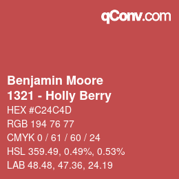 Color code: Benjamin Moore - 1321 - Holly Berry | qconv.com