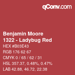 Color code: Benjamin Moore - 1322 - Ladybug Red | qconv.com