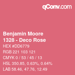 Code couleur: Benjamin Moore - 1328 - Deco Rose | qconv.com