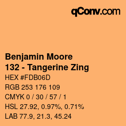 Code couleur: Benjamin Moore - 132 - Tangerine Zing | qconv.com