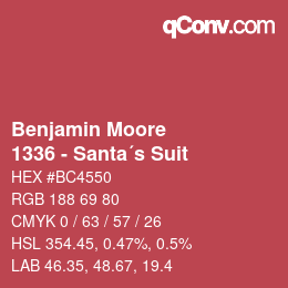 Código de color: Benjamin Moore - 1336 - Santa´s Suit | qconv.com