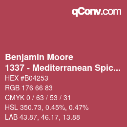 Código de color: Benjamin Moore - 1337 - Mediterranean Spice | qconv.com