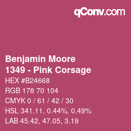 カラーコード: Benjamin Moore - 1349 - Pink Corsage | qconv.com