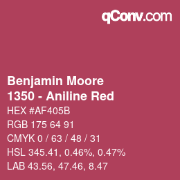 Code couleur: Benjamin Moore - 1350 - Aniline Red | qconv.com