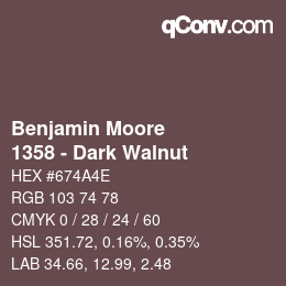 Código de color: Benjamin Moore - 1358 - Dark Walnut | qconv.com