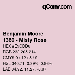 カラーコード: Benjamin Moore - 1360 - Misty Rose | qconv.com