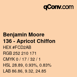 Color code: Benjamin Moore - 136 - Apricot Chiffon | qconv.com