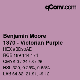 Código de color: Benjamin Moore - 1370 - Victorian Purple | qconv.com