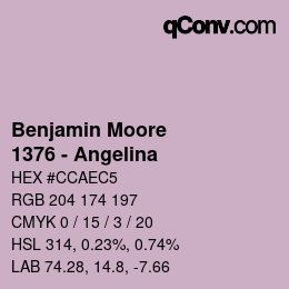 カラーコード: Benjamin Moore - 1376 - Angelina | qconv.com