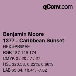 Código de color: Benjamin Moore - 1377 - Caribbean Sunset | qconv.com