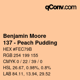 颜色代码: Benjamin Moore - 137 - Peach Pudding | qconv.com