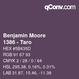 Código de color: Benjamin Moore - 1386 - Taro | qconv.com