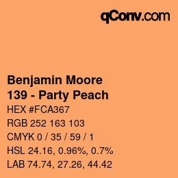 Color code: Benjamin Moore - 139 - Party Peach | qconv.com