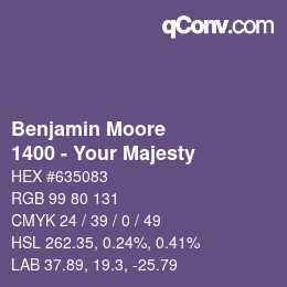 Color code: Benjamin Moore - 1400 - Your Majesty | qconv.com