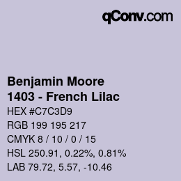 Color code: Benjamin Moore - 1403 - French Lilac | qconv.com