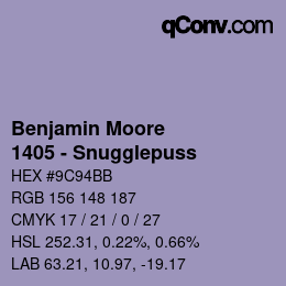 カラーコード: Benjamin Moore - 1405 - Snugglepuss | qconv.com