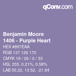 カラーコード: Benjamin Moore - 1406 - Purple Heart | qconv.com