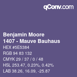 Code couleur: Benjamin Moore - 1407 - Mauve Bauhaus | qconv.com