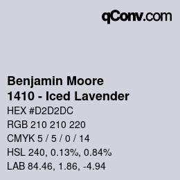 Code couleur: Benjamin Moore - 1410 - Iced Lavender | qconv.com