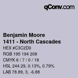Code couleur: Benjamin Moore - 1411 - North Cascades | qconv.com