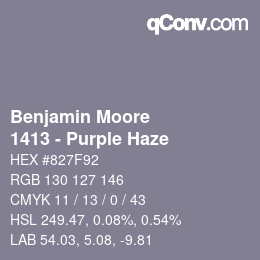 Color code: Benjamin Moore - 1413 - Purple Haze | qconv.com