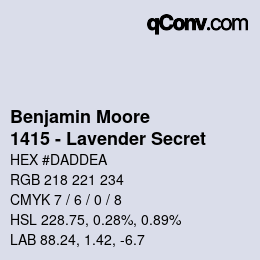 Código de color: Benjamin Moore - 1415 - Lavender Secret | qconv.com