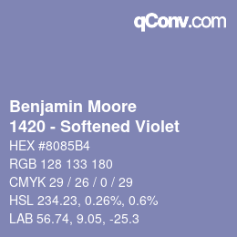 Code couleur: Benjamin Moore - 1420 - Softened Violet | qconv.com