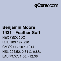 颜色代码: Benjamin Moore - 1431 - Feather Soft | qconv.com