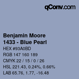 Code couleur: Benjamin Moore - 1433 - Blue Pearl | qconv.com