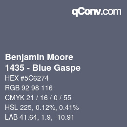 Código de color: Benjamin Moore - 1435 - Blue Gaspe | qconv.com