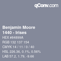 Código de color: Benjamin Moore - 1440 - Irises | qconv.com