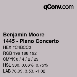Code couleur: Benjamin Moore - 1445 - Piano Concerto | qconv.com