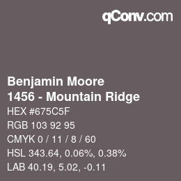 Color code: Benjamin Moore - 1456 - Mountain Ridge | qconv.com