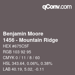 Código de color: Benjamin Moore - 1456 - Mountain Ridge | qconv.com