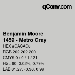 Color code: Benjamin Moore - 1459 - Metro Gray | qconv.com