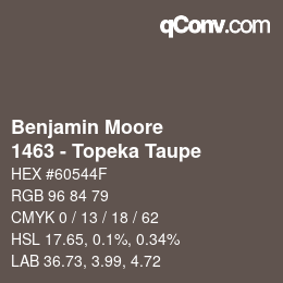 Code couleur: Benjamin Moore - 1463 - Topeka Taupe | qconv.com