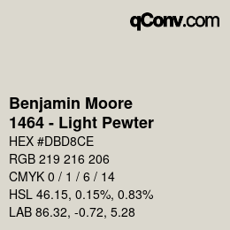 Código de color: Benjamin Moore - 1464 - Light Pewter | qconv.com
