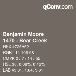 Código de color: Benjamin Moore - 1470 - Bear Creek | qconv.com
